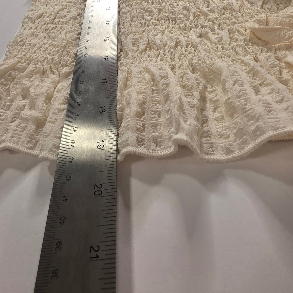 American Eagle Smocked Tie Front‎ Vest Cream Ruffle Trim Boho XL New With Tags - Picture 6 of 13
